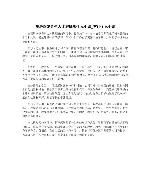 高层次复合型人才进修班个人小结_审计个人小结