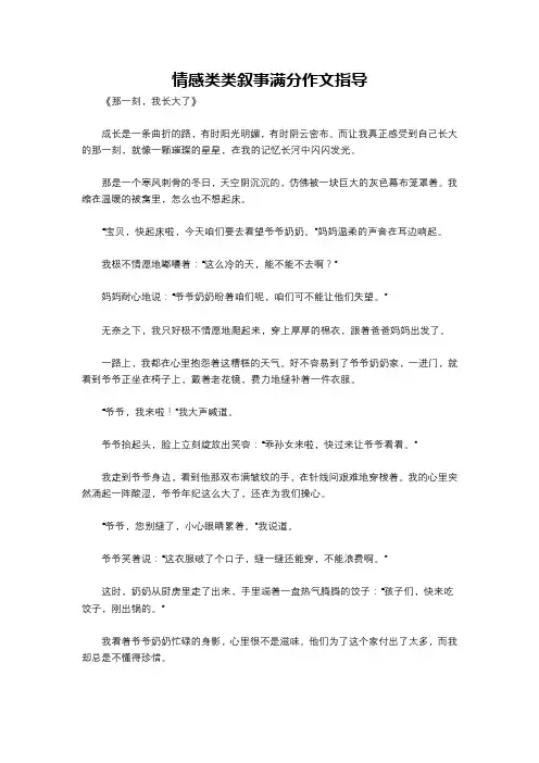 情感类类叙事满分作文指导