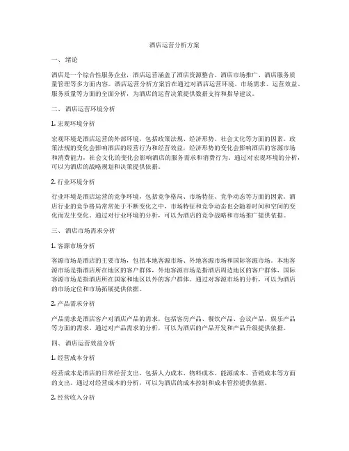 酒店运营分析方案