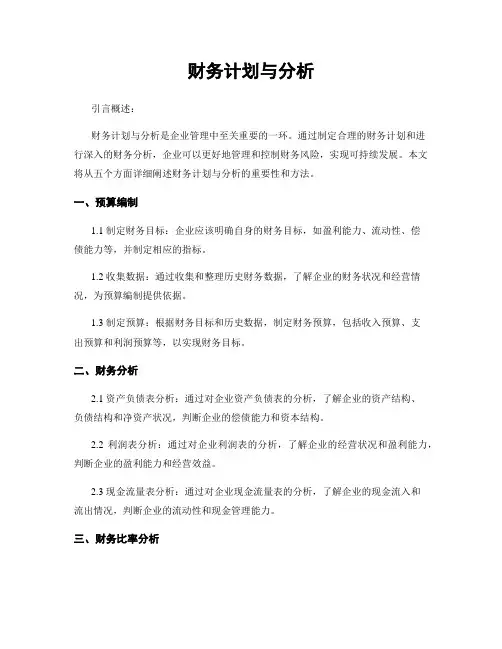 财务计划与分析