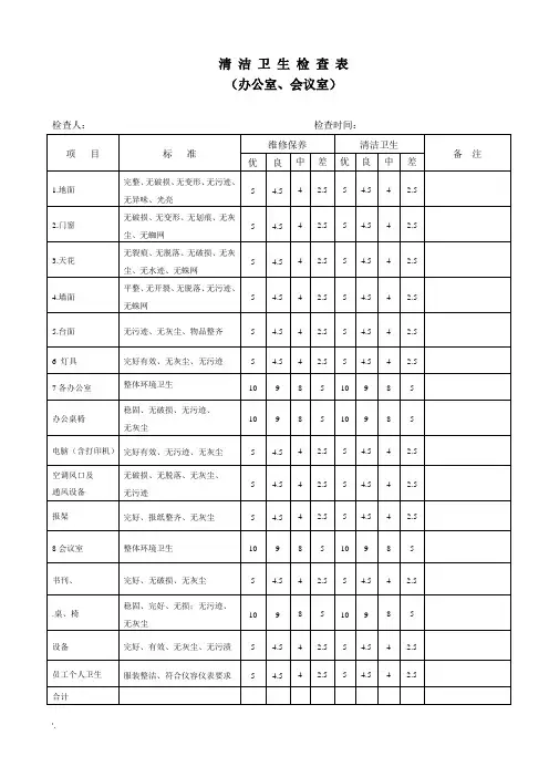 办公室点检表