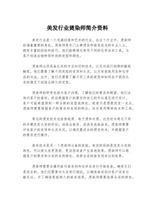 美发行业烫染师简介资料