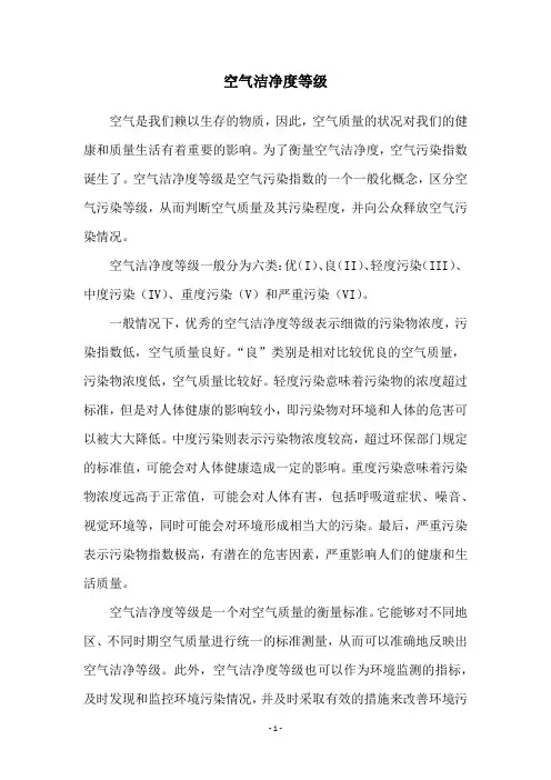 空气洁净度等级