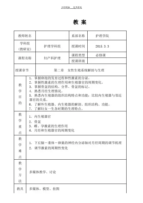 第二章女性生殖系统解剖与生理教案