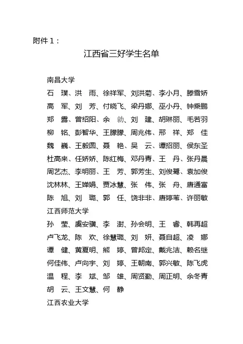 2010年江西省大中专院校三好学生、优秀学生干部、先进班集体名单