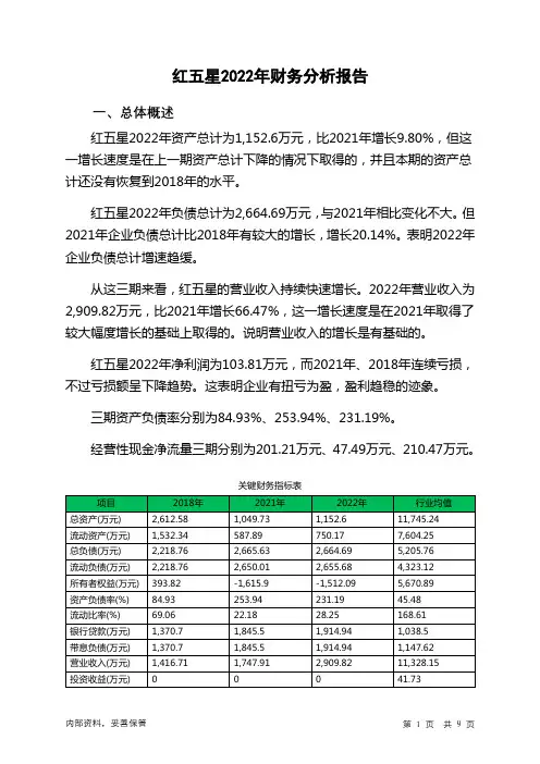 838576红五星2022年财务分析报告-银行版