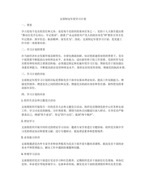 支部制定年度学习计划