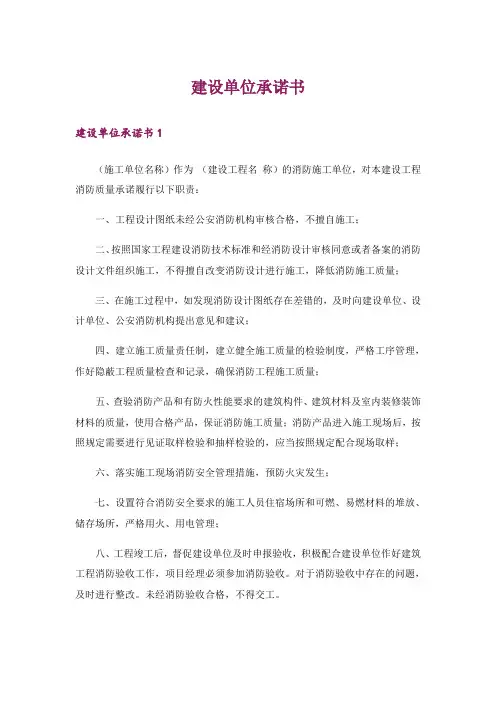 建设单位承诺书