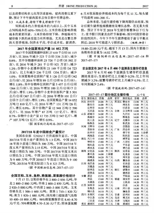 2017—07—17部分地区生猪价格