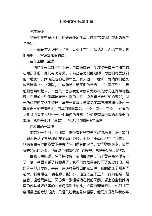 中考作文小标题3篇