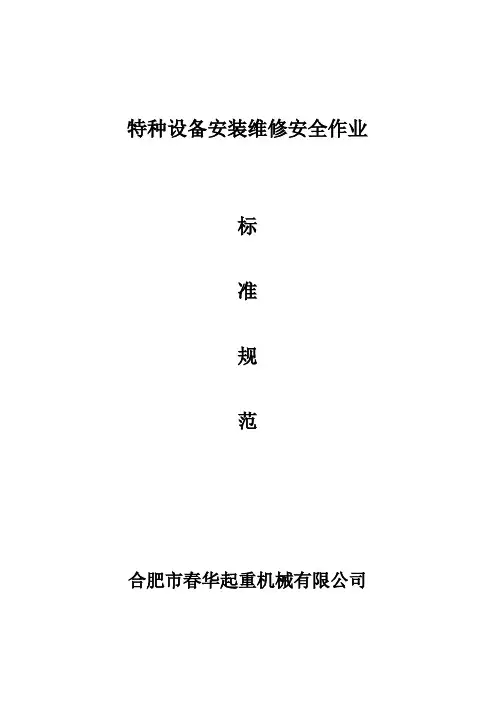 特种设备安装维修安全作业标准规范
