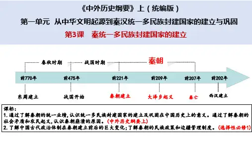 第3课秦统一多民族国家的建立课件高三历史必修中外历史纲要上册一轮复习
