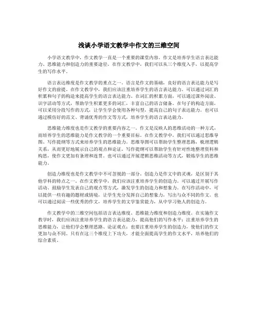 浅谈小学语文教学中作文的三维空间
