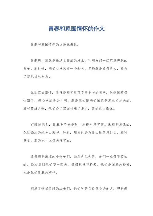 青春和家国情怀的作文