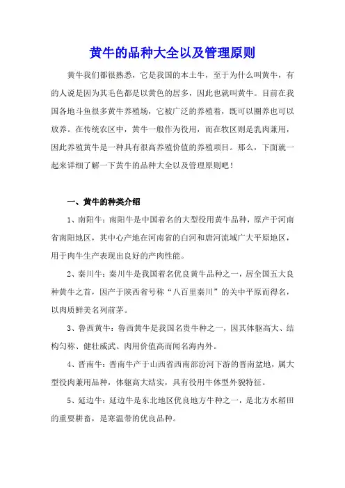 黄牛的品种大全以及管理原则