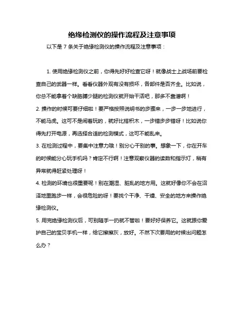 绝缘检测仪的操作流程及注意事项