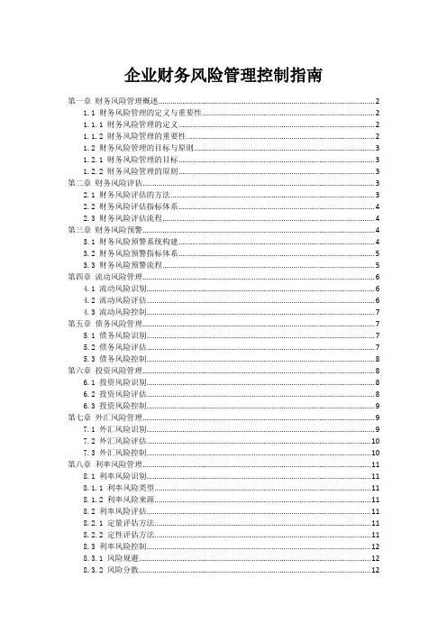 企业财务风险管理控制指南