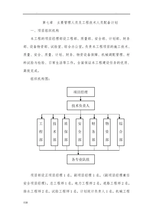 7.主要管理人员及工程技术人员配备计划