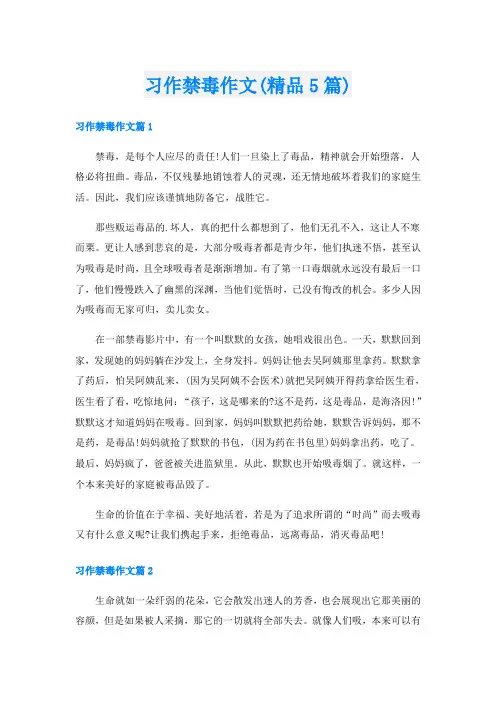 习作禁毒作文(精品5篇)