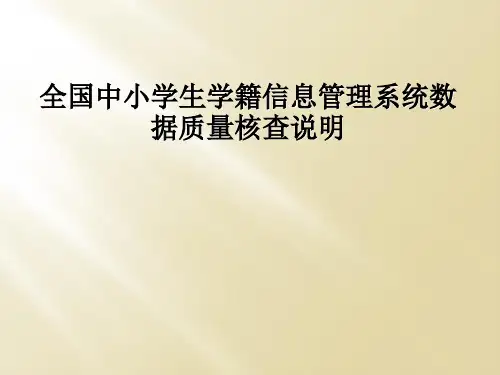 全国中小学生学籍信息管理系统数据质量核查说明