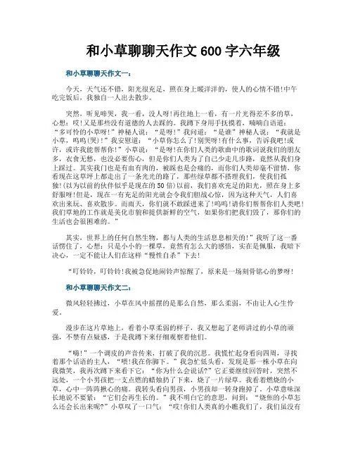 和小草聊聊天作文600字六年级