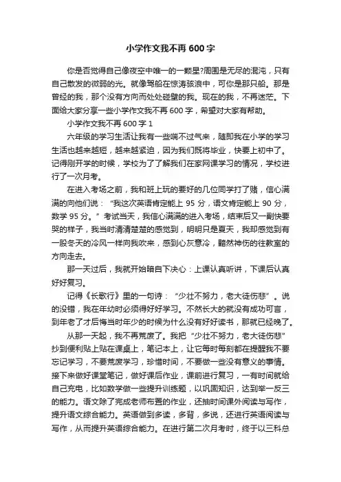 小学作文我不再600字