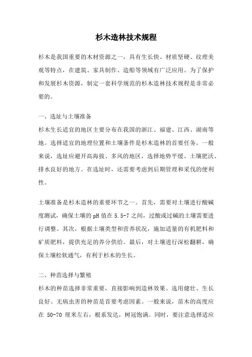 杉木造林技术规程