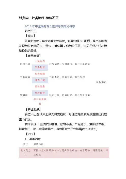 针灸学：针灸治疗-胎位不正