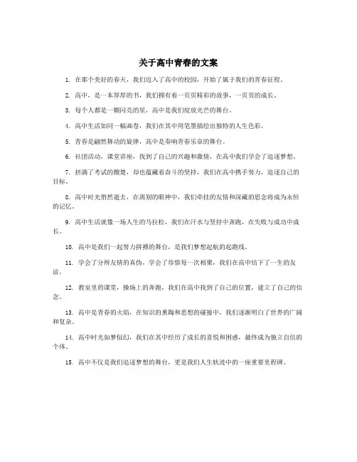 关于高中青春的文案