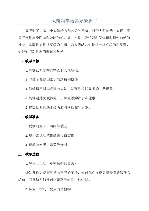 大班科学教案夏天到了