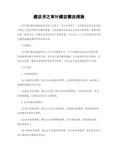 建议书之审计建议整改措施