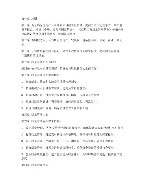 房地产公司质量管理制度