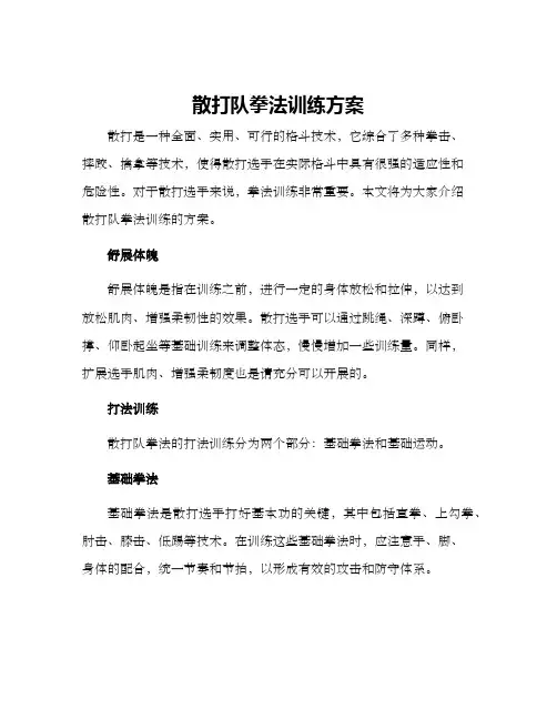散打队拳法训练方案