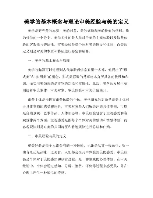 美学的基本概念与理论审美经验与美的定义