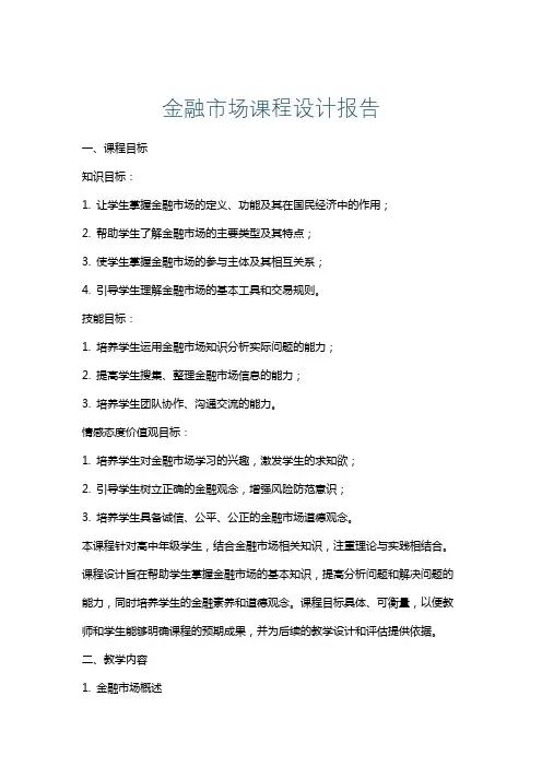 金融市场课程设计报告
