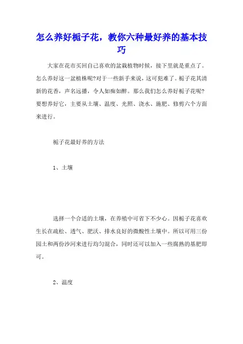 怎么养好栀子花,教你六种最好养的基本技巧