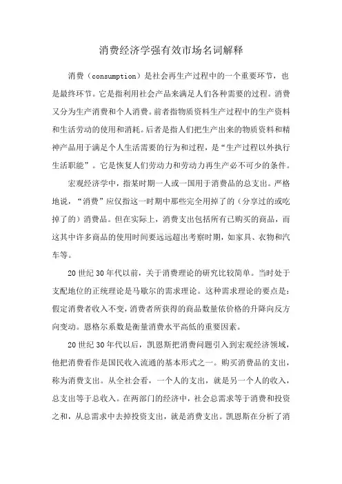 消费经济学强有效市场名词解释