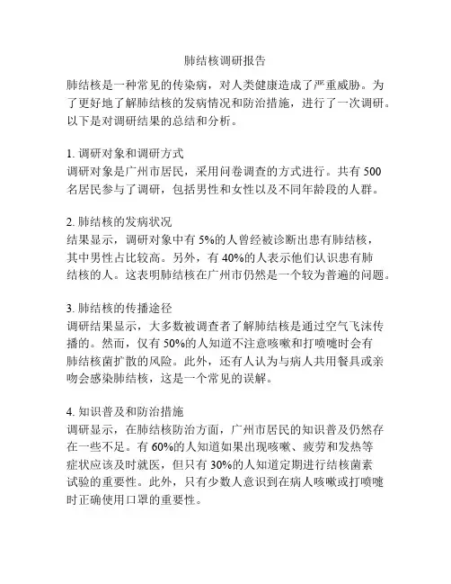 肺结核调研报告