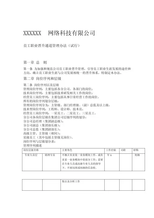 员工职业晋升通道管理办法