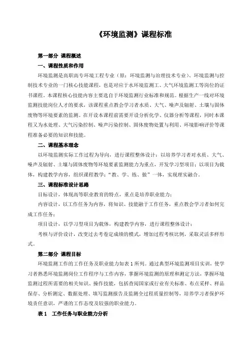 《环境监测》课程标准