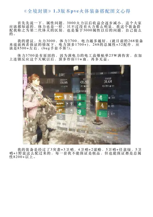 《全境封锁》13版本pve火体装备搭配图文心得