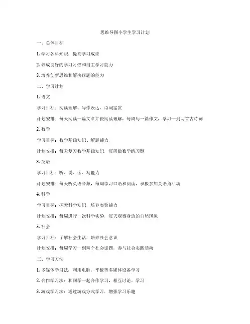 思维导图小学生学习计划