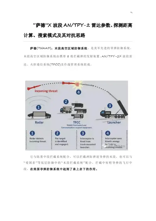 “萨德”X波段ANTPY-2雷达参数,探测距离计算,搜索模式及其对抗思路
