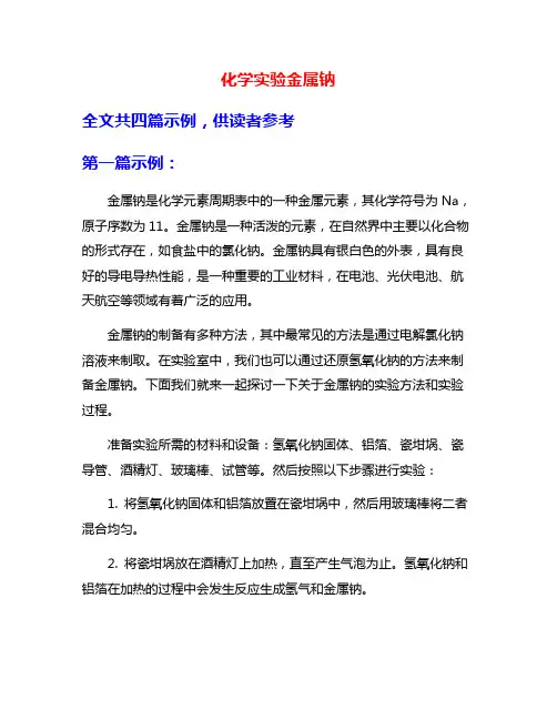 化学实验金属钠