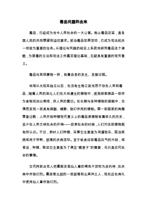 毒品问题的由来