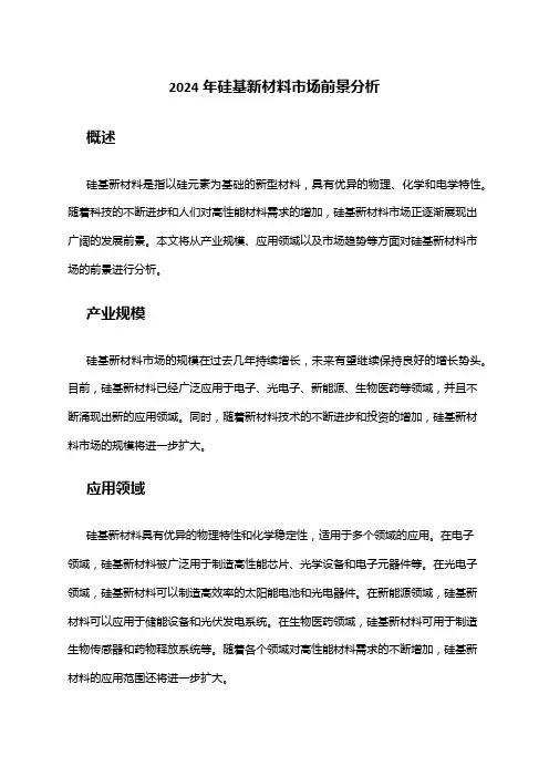 2024年硅基新材料市场前景分析