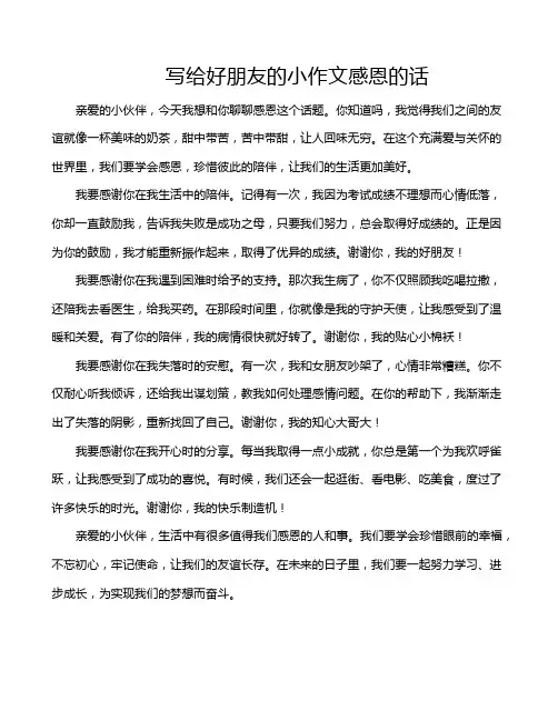 写给好朋友的小作文感恩的话