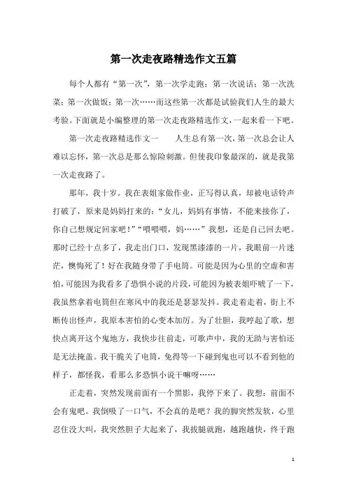 第一次走夜路精选作文五篇
