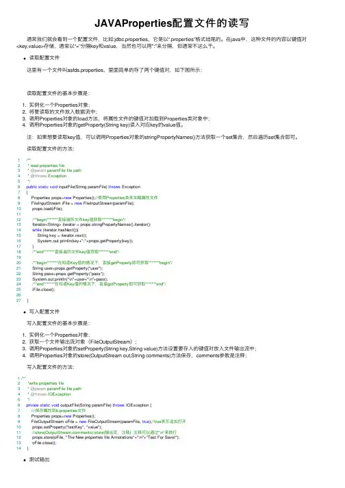 JAVAProperties配置文件的读写