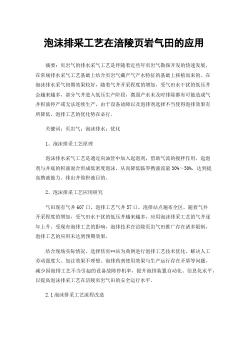 泡沫排采工艺在涪陵页岩气田的应用